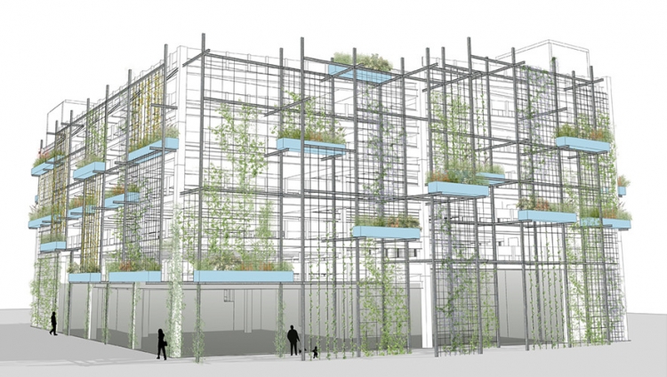 Jönsson bygger parkeringshus med beplantning i 6 etager i Nordhavn